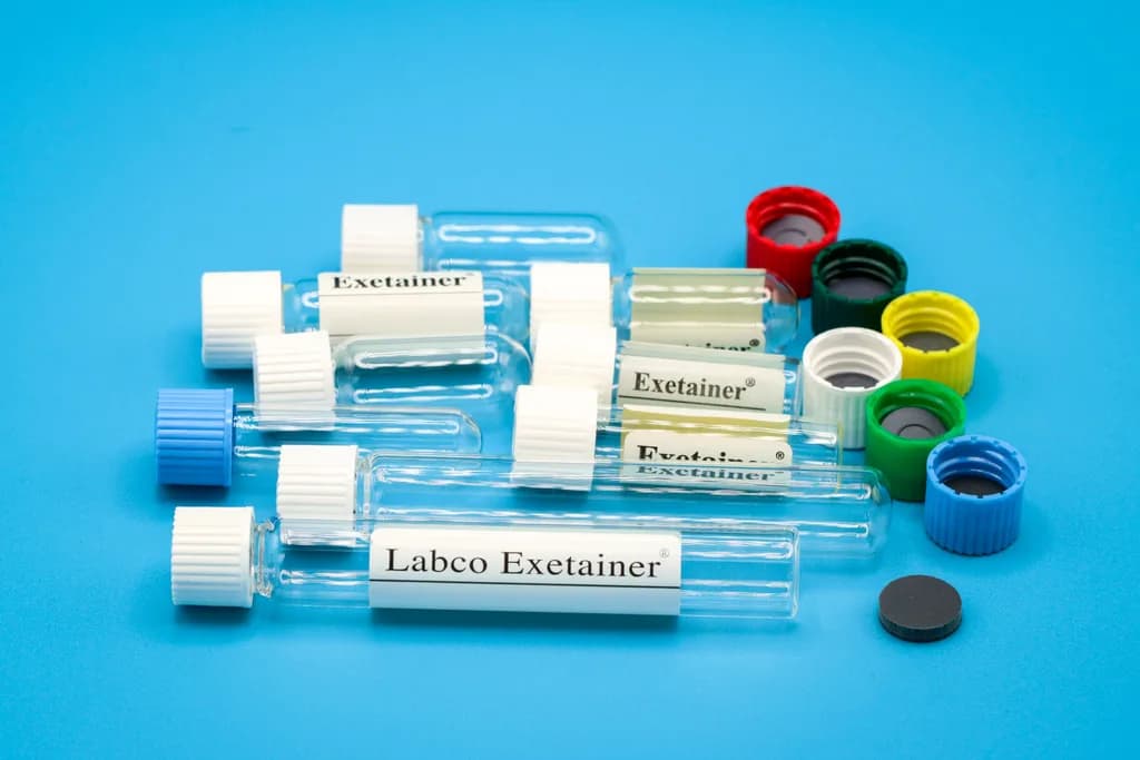 Exetainer® 12 ml Borosilicate vial, no label, evacuated, round bottom, blue cap
