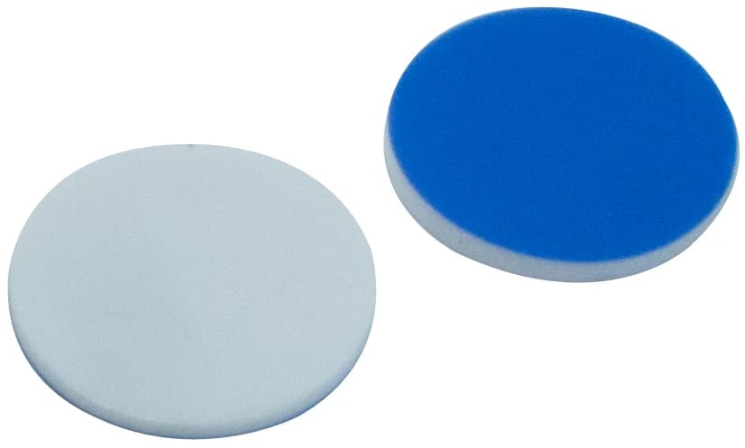 17 mm Septa for magnetic Screw Cap ND18 Silicone white / PTFE blue, 1.5 mm, 55° shore A