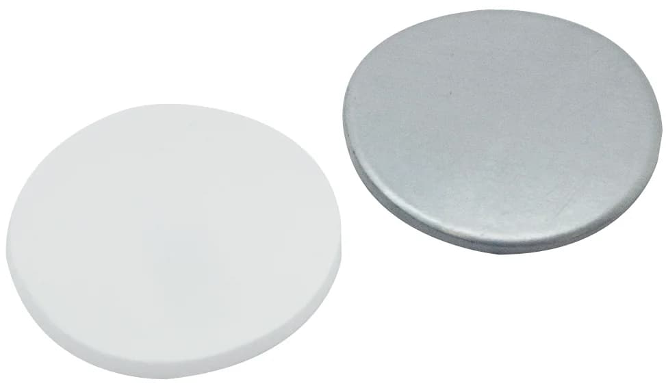 17mm Septen für magnetische Schraubkappe ND18, Silikon weiß/Aluminiumfolie silber,50°shore A,1.3