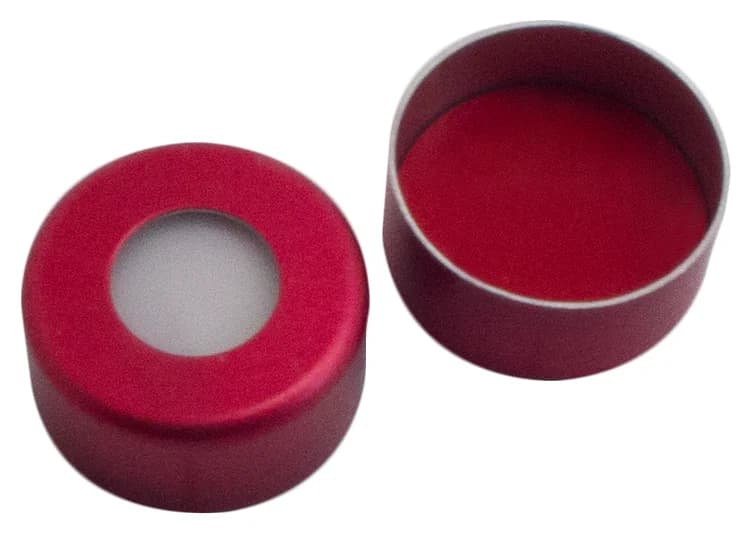 Alu Cap red lacquered,5.5mm centre hole,1.3mm, 45°shore A, Silicone white/PTFE red UltraClean