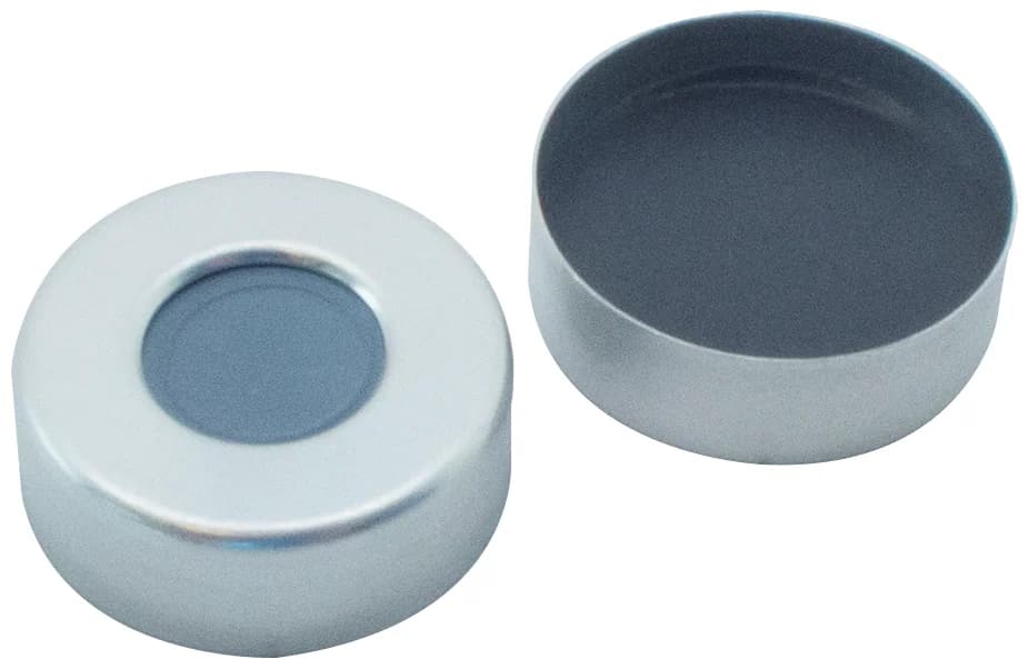 Alu Cap, plain, 10 mm centre hole, 50° shore A, 3.0 mm, Butly/ PTFE grey