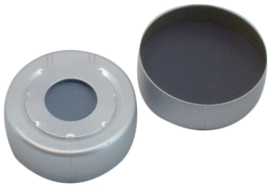 Headspace Bördelk,farblos lackiert, 50°shore A, 3.0mm,Formscheibe Butyl/PTFE grau