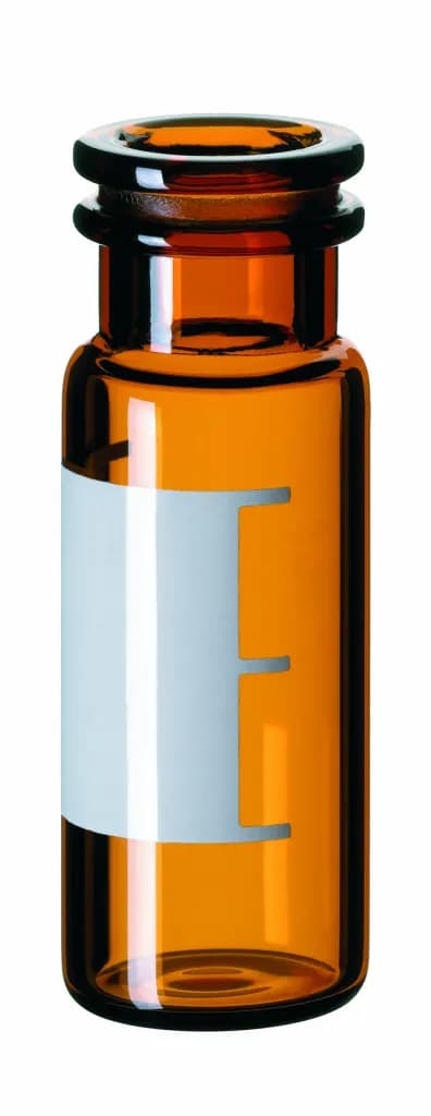 1,5 ml Schnappringflasche ND11,  32 x 11,6 mm Braunglas mit Schriftfeld und Füllmarkierungen 1. Hydr