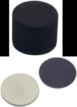 PP Schraubkappe, schwarz,geschlossen, Butyl creme/PTFE grau,1,3 mm 55°shore A