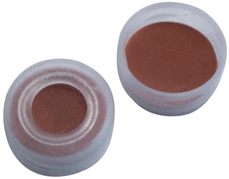 PE Schnappringkappe transparent, 6 mm Loch, Naturkautschuk rot-orange/TEF transparent 60°shore A, 1 mm