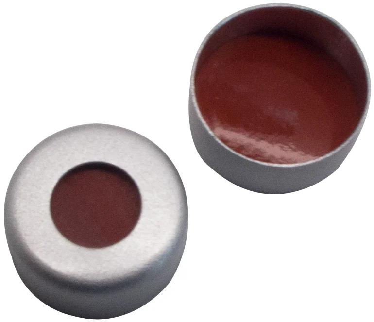 8 mm Aluminium cap clear lacquered, 4 mm centre hole, Red rubber/PTFE farblos, 1.0 mm