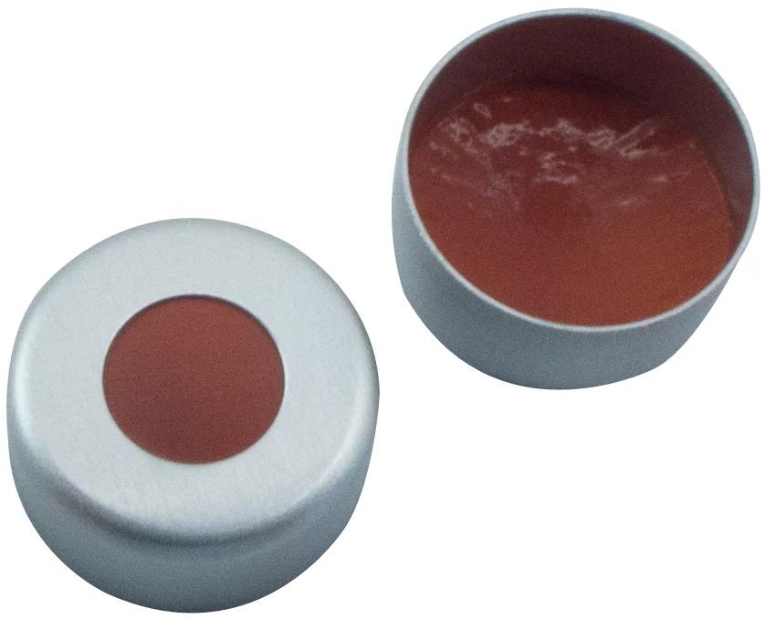 Aluminium Bördelkappe ND11, farblos lackiert NK rot-orange / TEF, 60° shore A,1,0 mm, 5,5 mm Loch