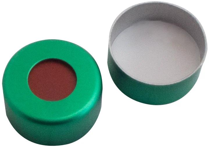 Alu Kappe, grün lackiert,5.5mm Loch,1.0mm, 45°shore A, RedRubber/PTFE beige