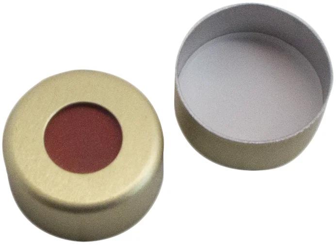 Alu Cap gold lacquered, 5.5mm centre hole, 1.0mm, 45°shore A, RedRubber/PTFE beige