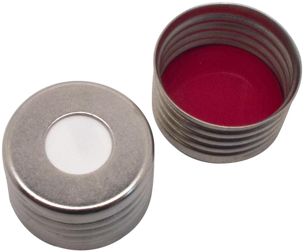 Magnetische Schraubkappe, ND18, Loch, Silicon weiß/PTFE rot UltraClean