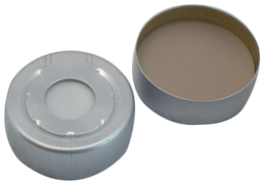 Headspace-Kappe ND20, farblos lackiert Silikon weiß / PTFE beige,45° shore A, 3,2 mm