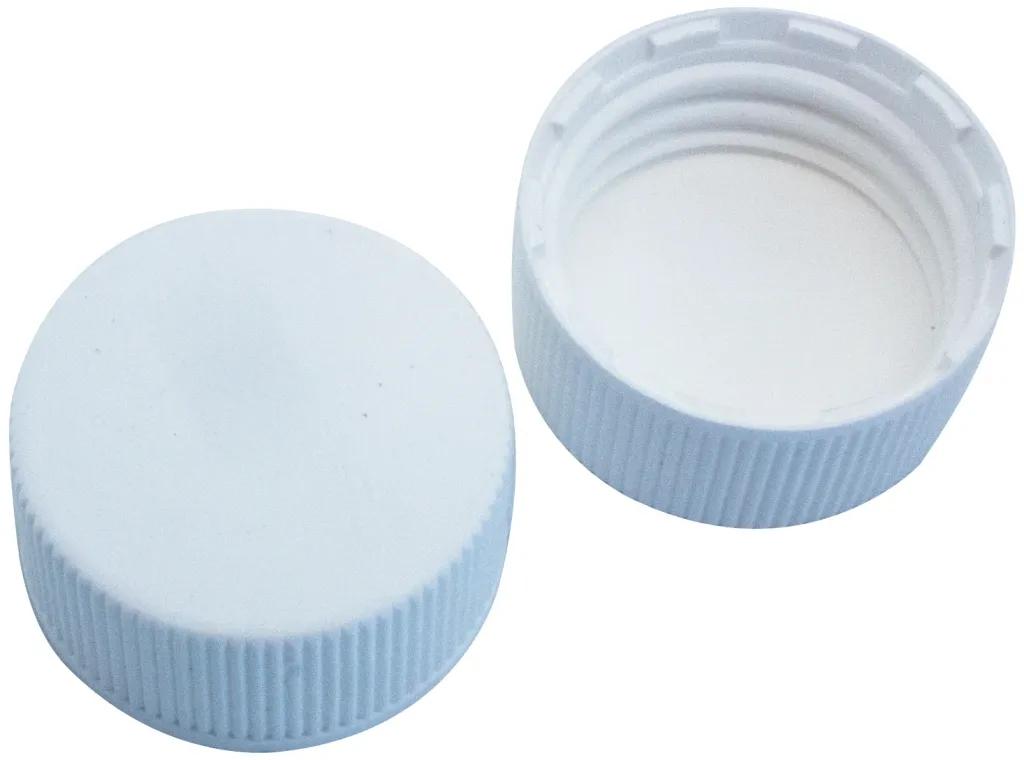 24 mm PP Schraubkappe, weiß, geschlossen