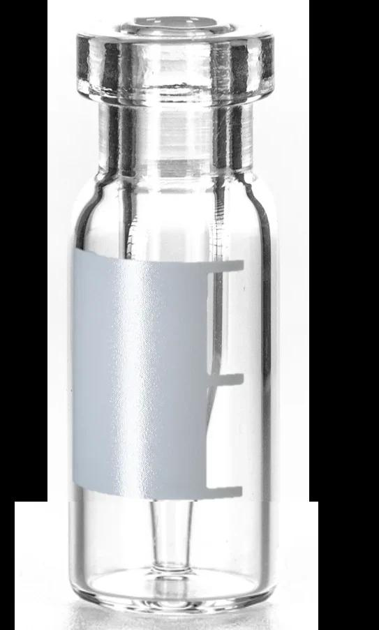 Crimp Neck Vial with integr. 0.2ml Micro Insert 32x12mm, clear glass+label