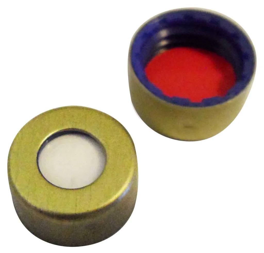 ND9 Kurzgewindekappe, blau, mit Loch mit aufmontierter magnetischer Kappe Silikon weiß / PTFE rot,