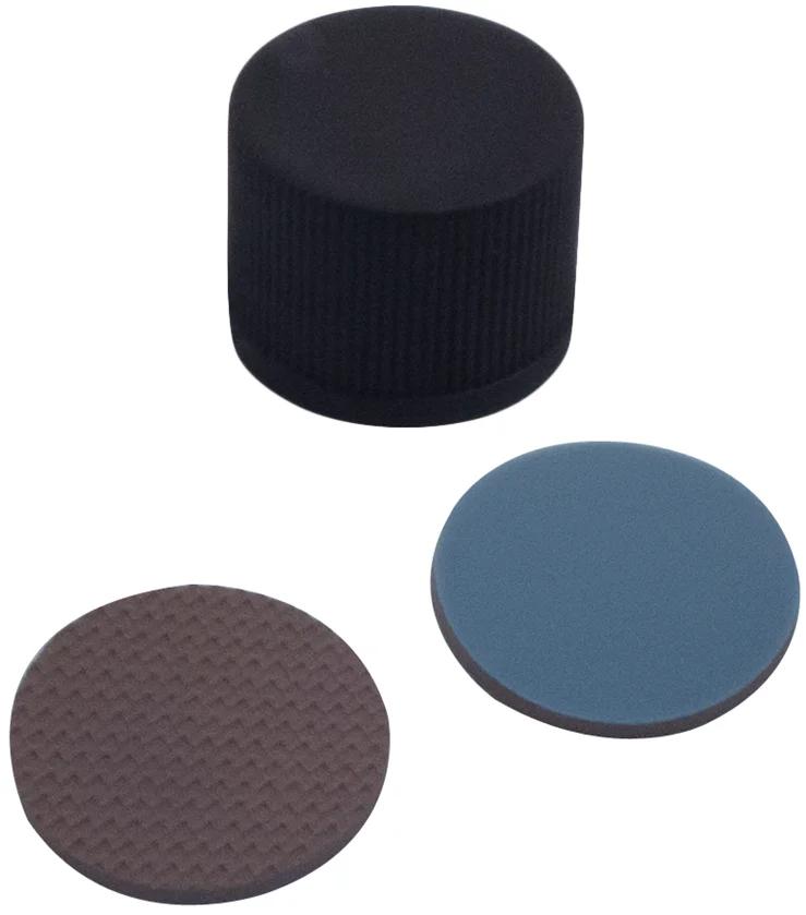 15 mm PP screw cap, black, closed Buthyl red/PTFE grey, 1.6 mm