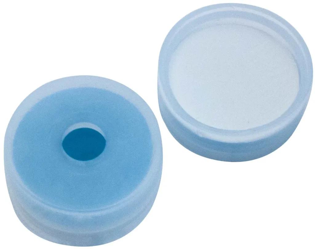 PE-Kappe,transparent, 22 x 9,1 mm, 8 mm Loch Silikon blau transparent / PTFE weiß, Kreuzschlitz