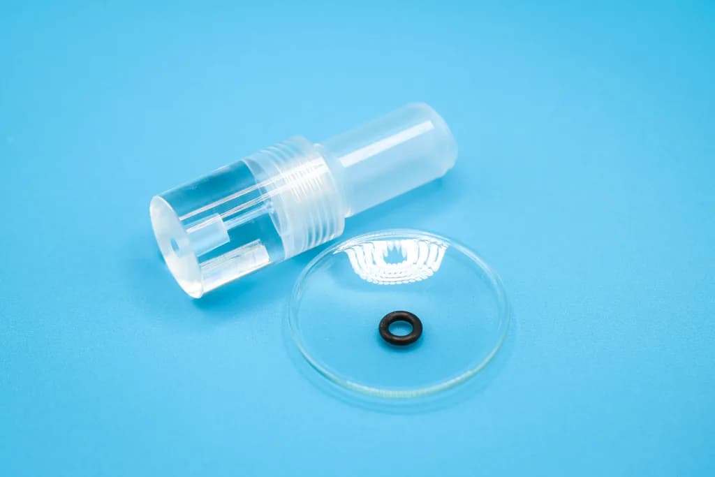 Halterung für Säulen (50 mm) mit Luer, 5-teilig, mit O-Ringen (Haberkorn und Braun)