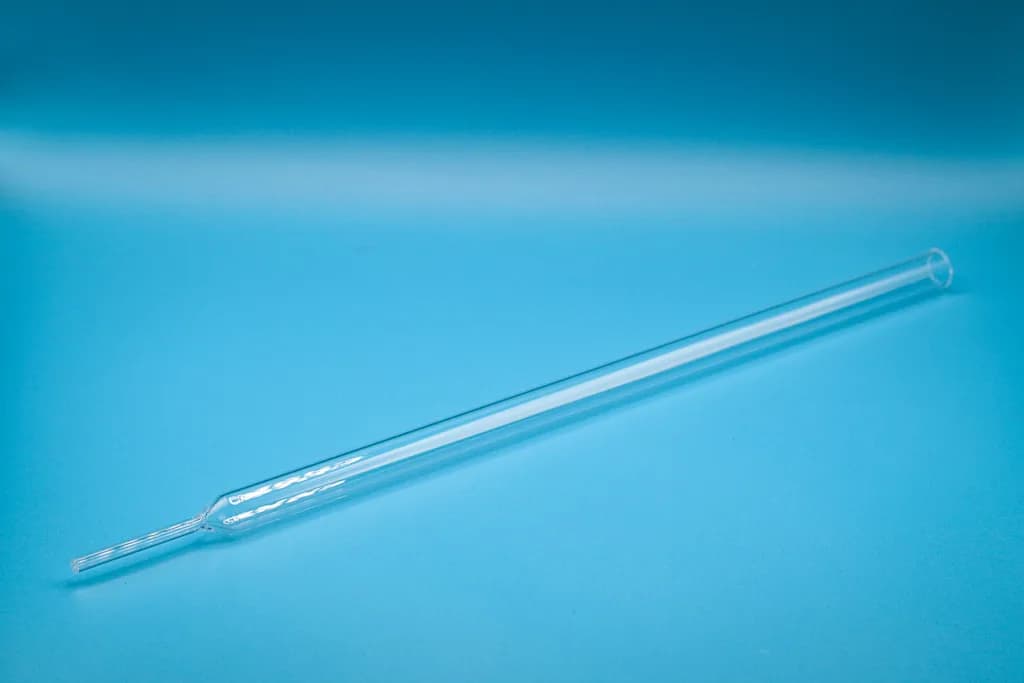Quarzrohr transparent 450 x 18 x 14 mm, Verjüngung 60 x 6 mm